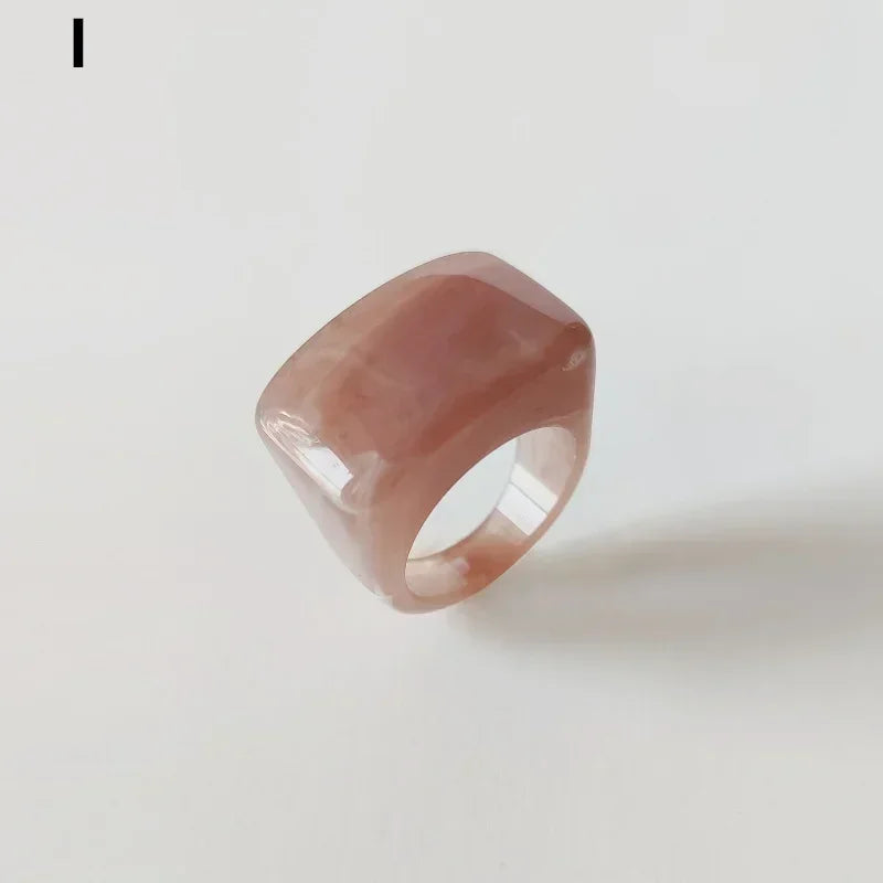 Vintage ring i resin & akryl – Geometrisk fyrkantig design för dam & herr