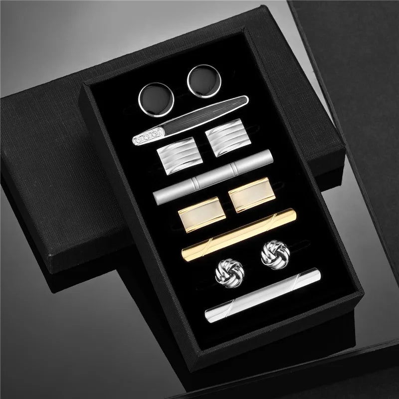 Slipsnålar & manschettknappar set 4-pack – lyxigt presentset herr