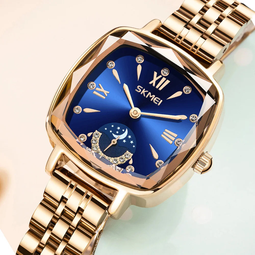 SKMEI Damklocka L7090 – Elegant fyrkantig klocka i rostfritt stål