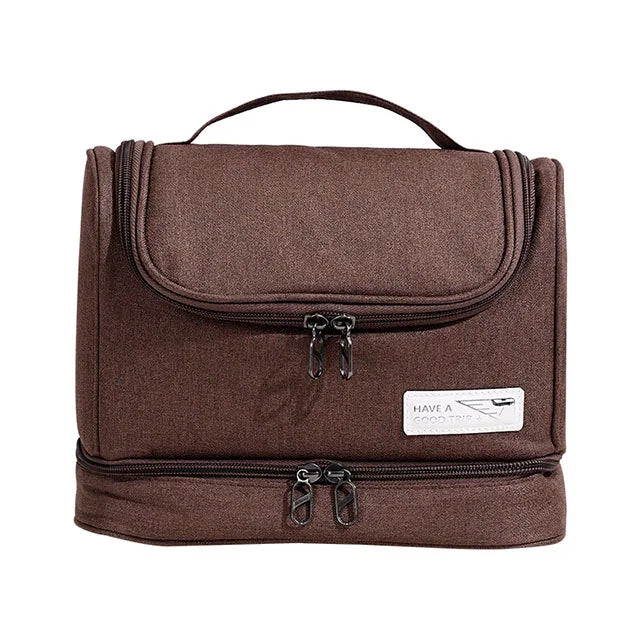 Hängande necessär med torr- och våtfack – Vikbar toalettväska i oxford-tyg