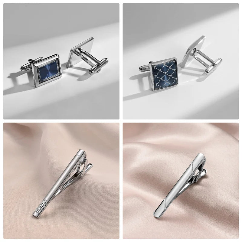 Slipsnålar & manschettknappar set 4-pack – lyxigt presentset herr
