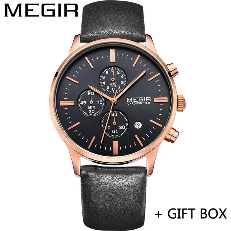 MEGIR Herrklocka 2011 – Stoppur med äkta läderband