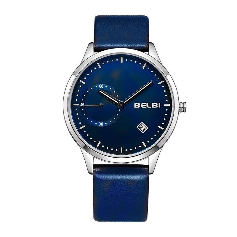 Stilren quartz herrklocka – Klassisk design med läderarmband