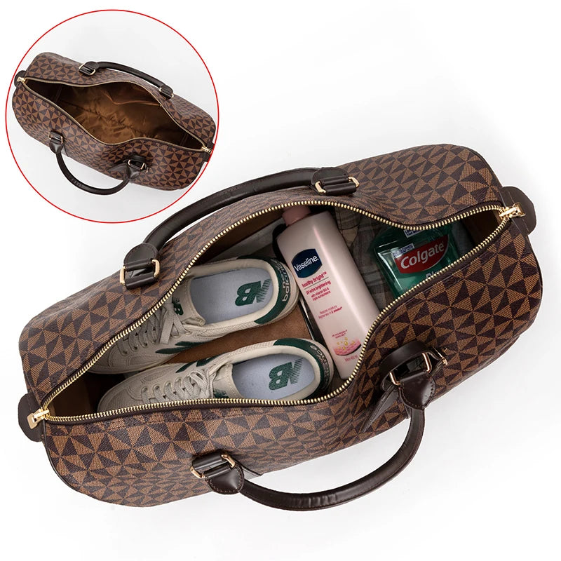 Vintage weekendbag i PU-läder med stor kapacitet