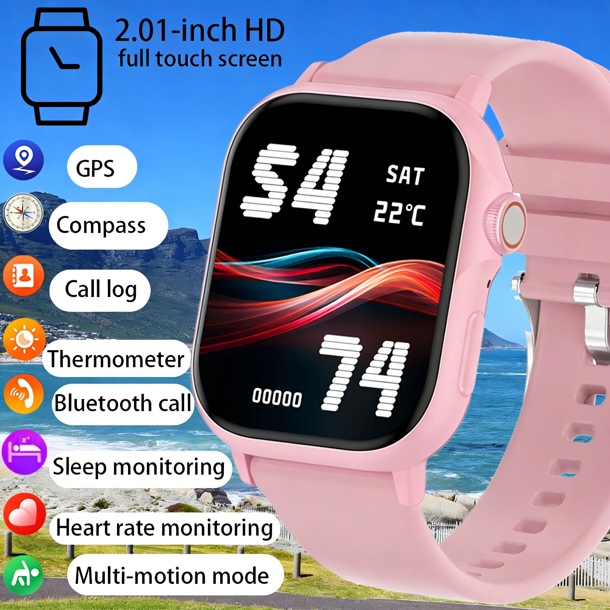 Smartwatch 2.01” HD – Bluetooth-samtal & stor skärm
