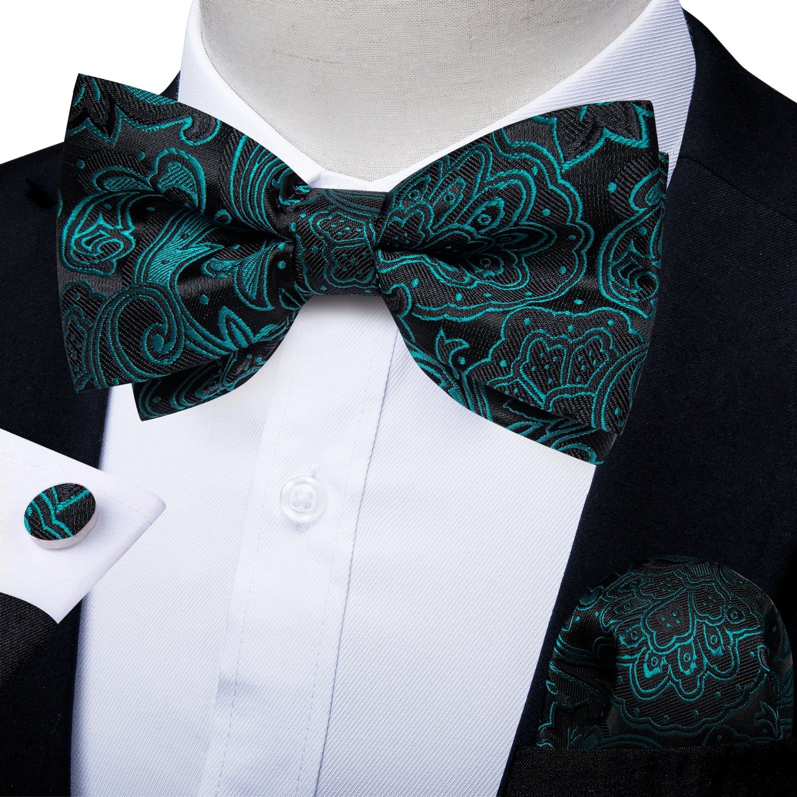 Flugset paisley herr – fluga, näsduk & manschettknappar