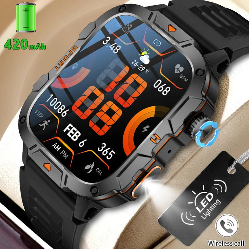 LIGE Rugged Military Smartwatch 1.96” – Bluetooth & ficklampa
