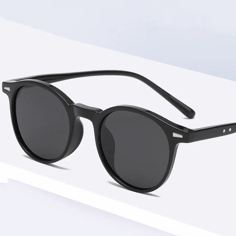 Herrsolglasögon med rund design – Trendiga solglasögon med spegellins och UV400