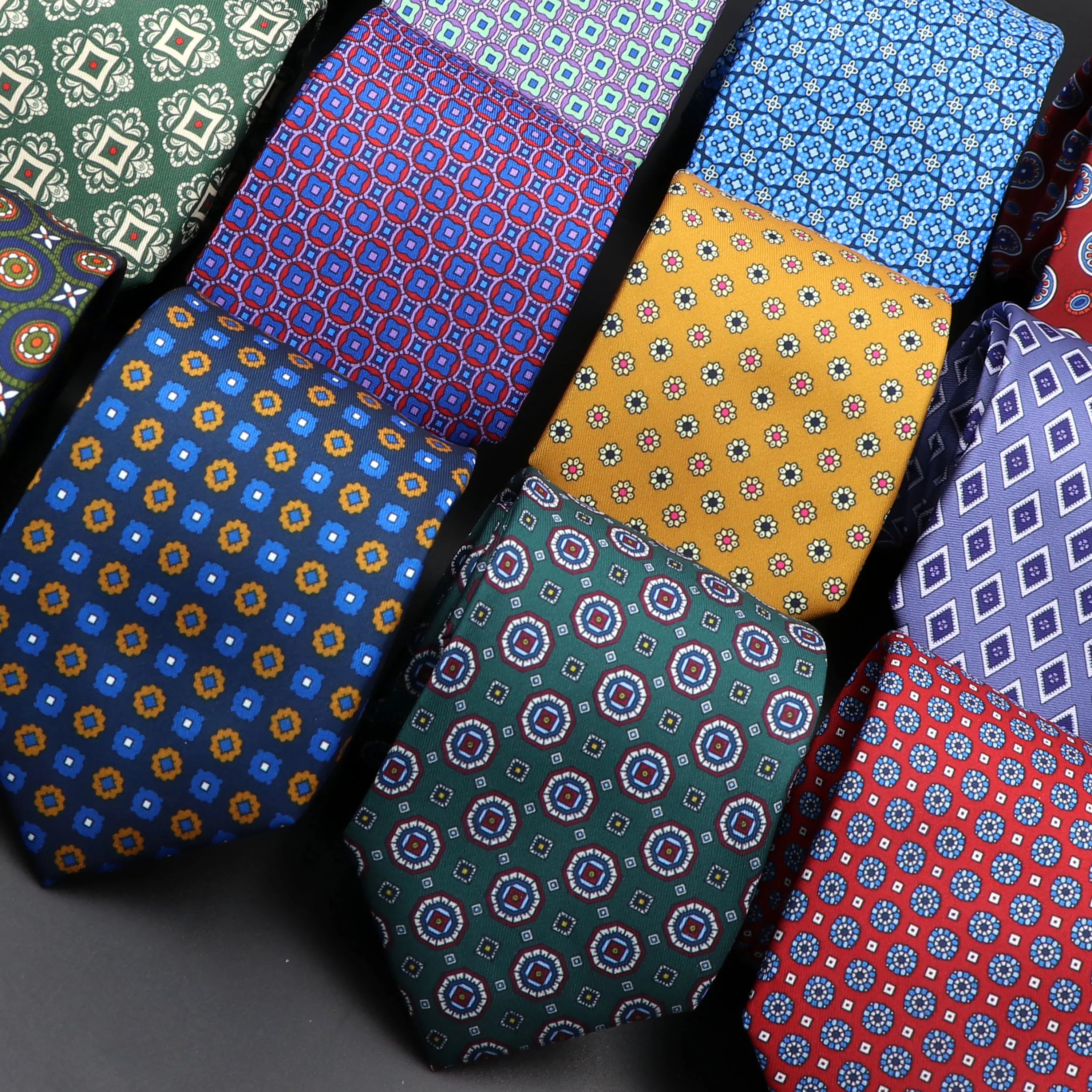 Slips herr 7,5 cm – färgglad prickig & floral