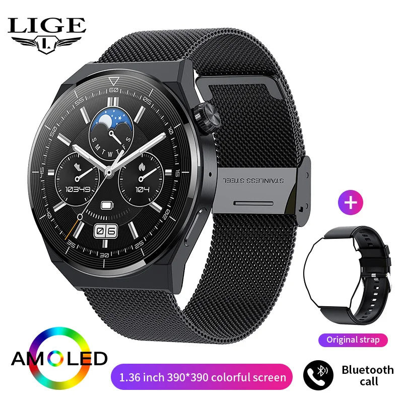 LIGE NFC Smartwatch 1.36” – AMOLED & trådlös laddning