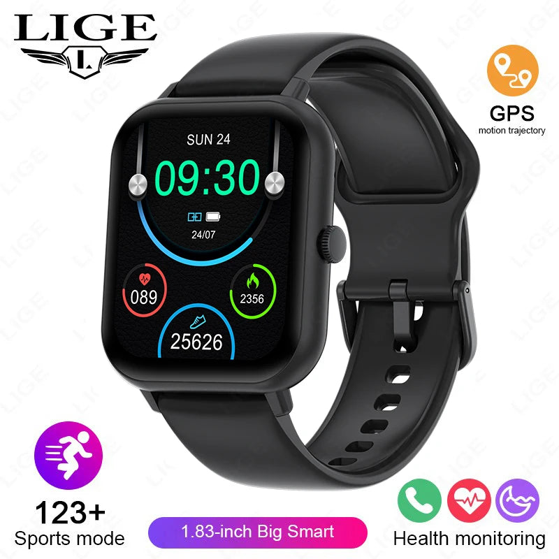LIGE GPS Smartwatch 1.83” – 100+ sportlägen & Bluetooth-samtal