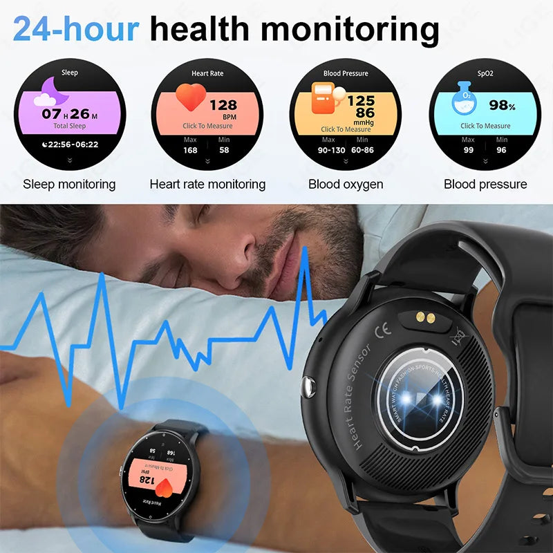 LIGE Smartwatch 1.28” – Bluetooth-samtal & pulsmätning