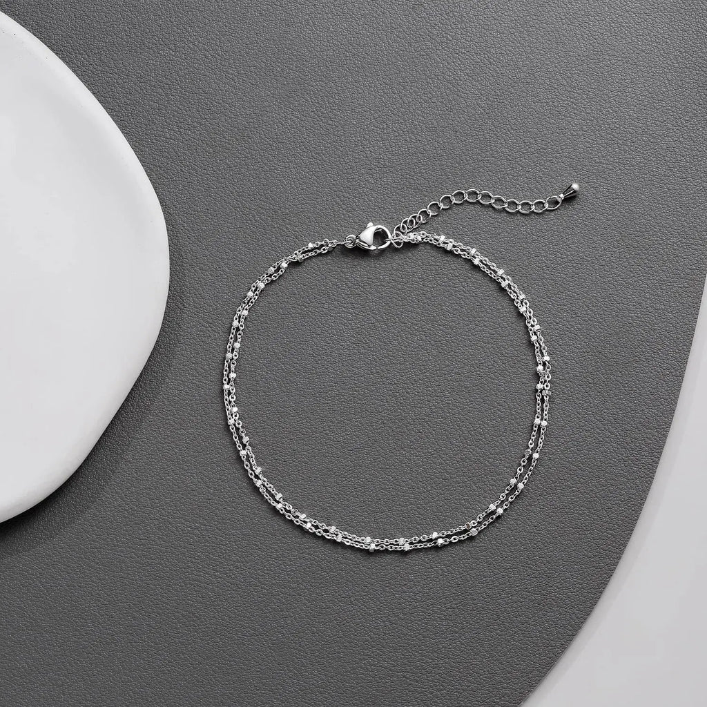 Fotlänk dam set silver – justerbar multilayer
