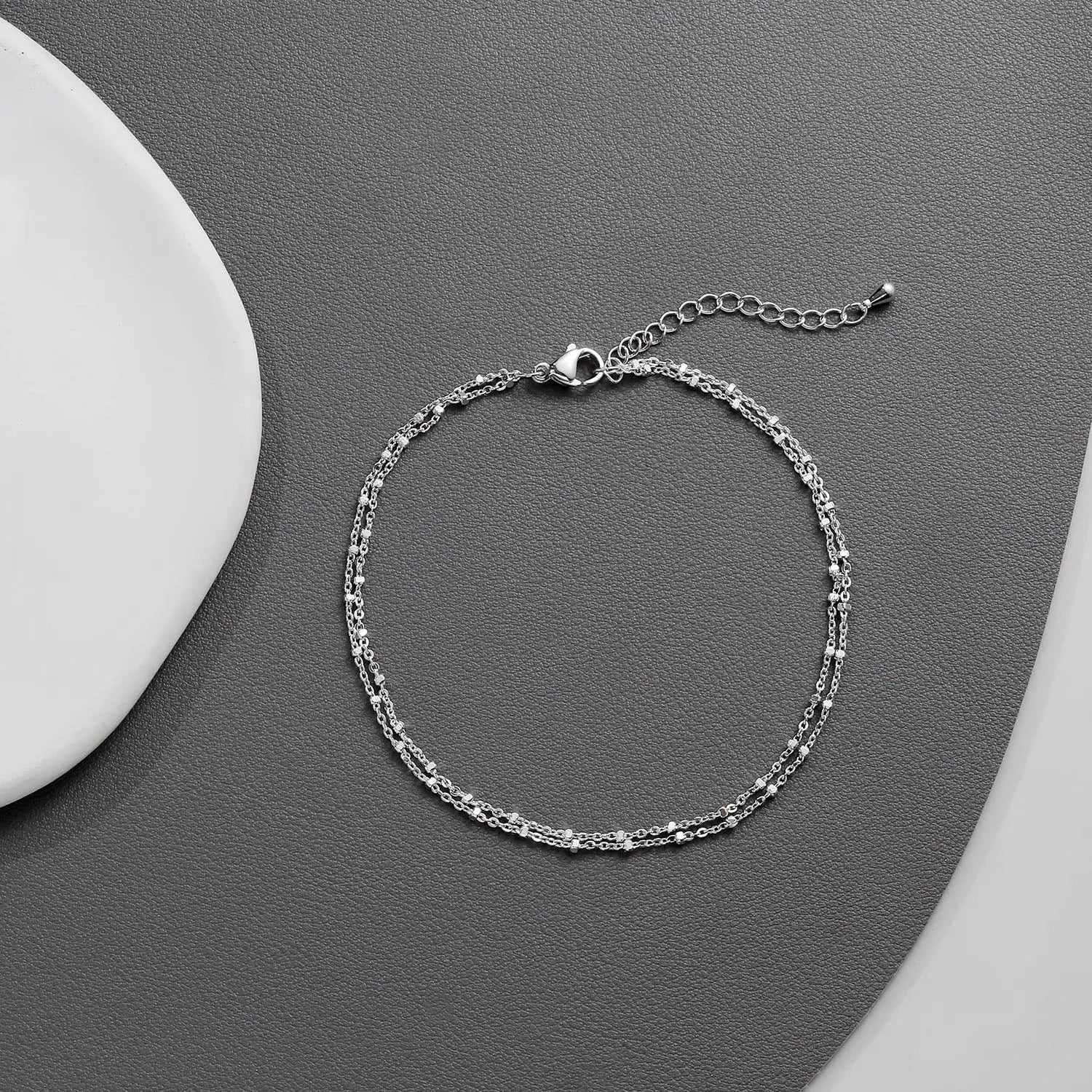 Fotlänk dam set silver – justerbar multilayer