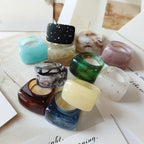Vintage ring i resin & akryl – Geometrisk fyrkantig design för dam & herr