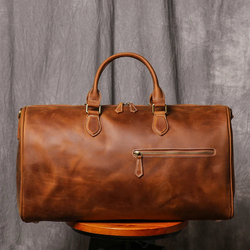 Resväska i äkta läder – Vintage duffel bag