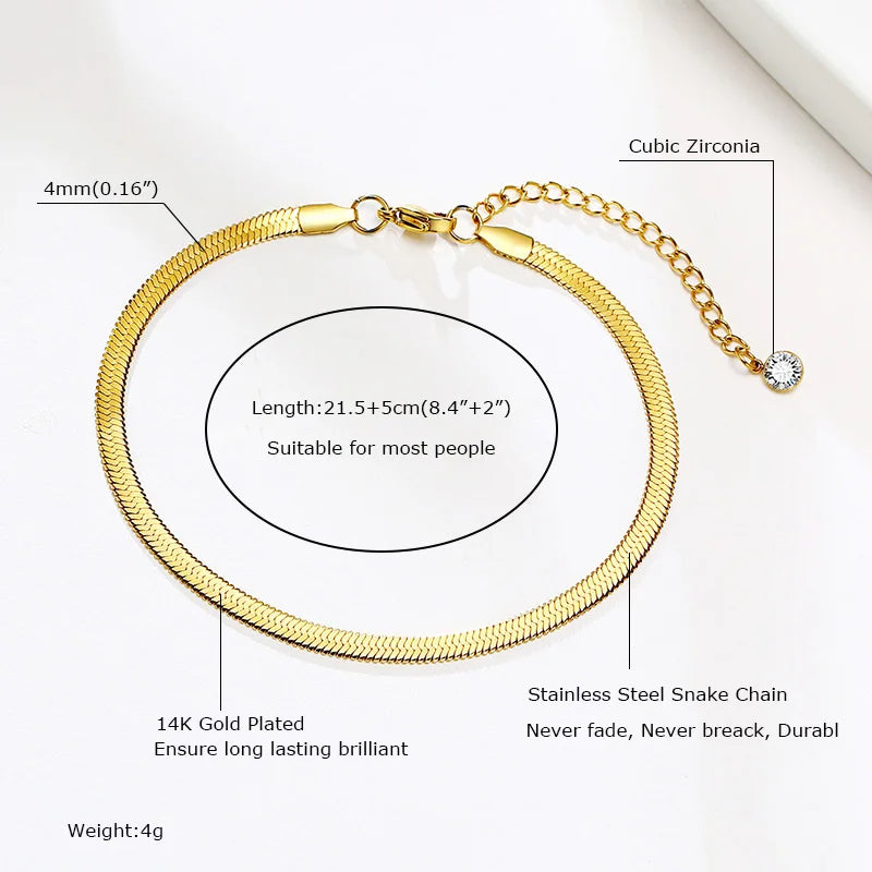 Fotlänk dam snake chain – rostfritt stål