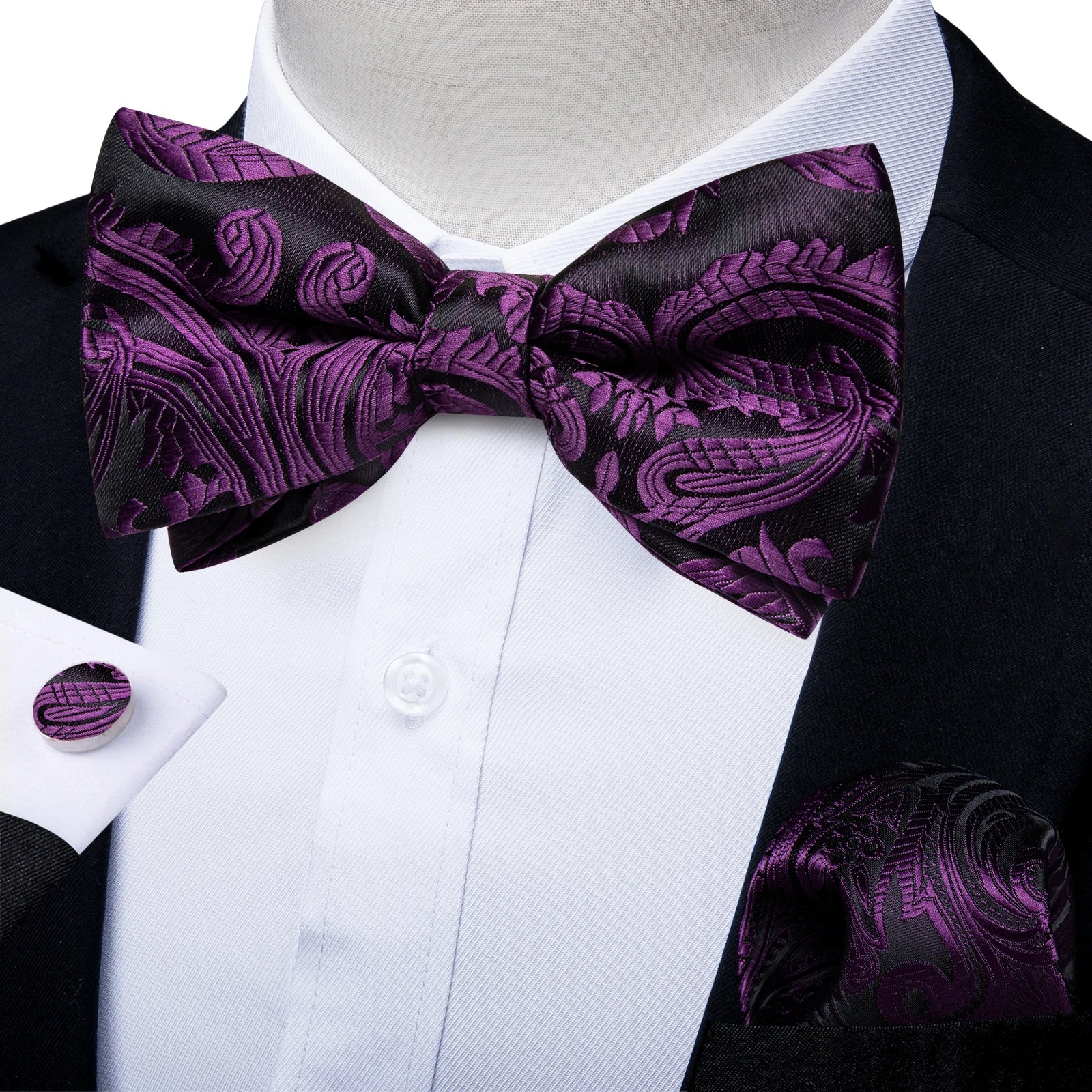 Flugset paisley herr – fluga, näsduk & manschettknappar