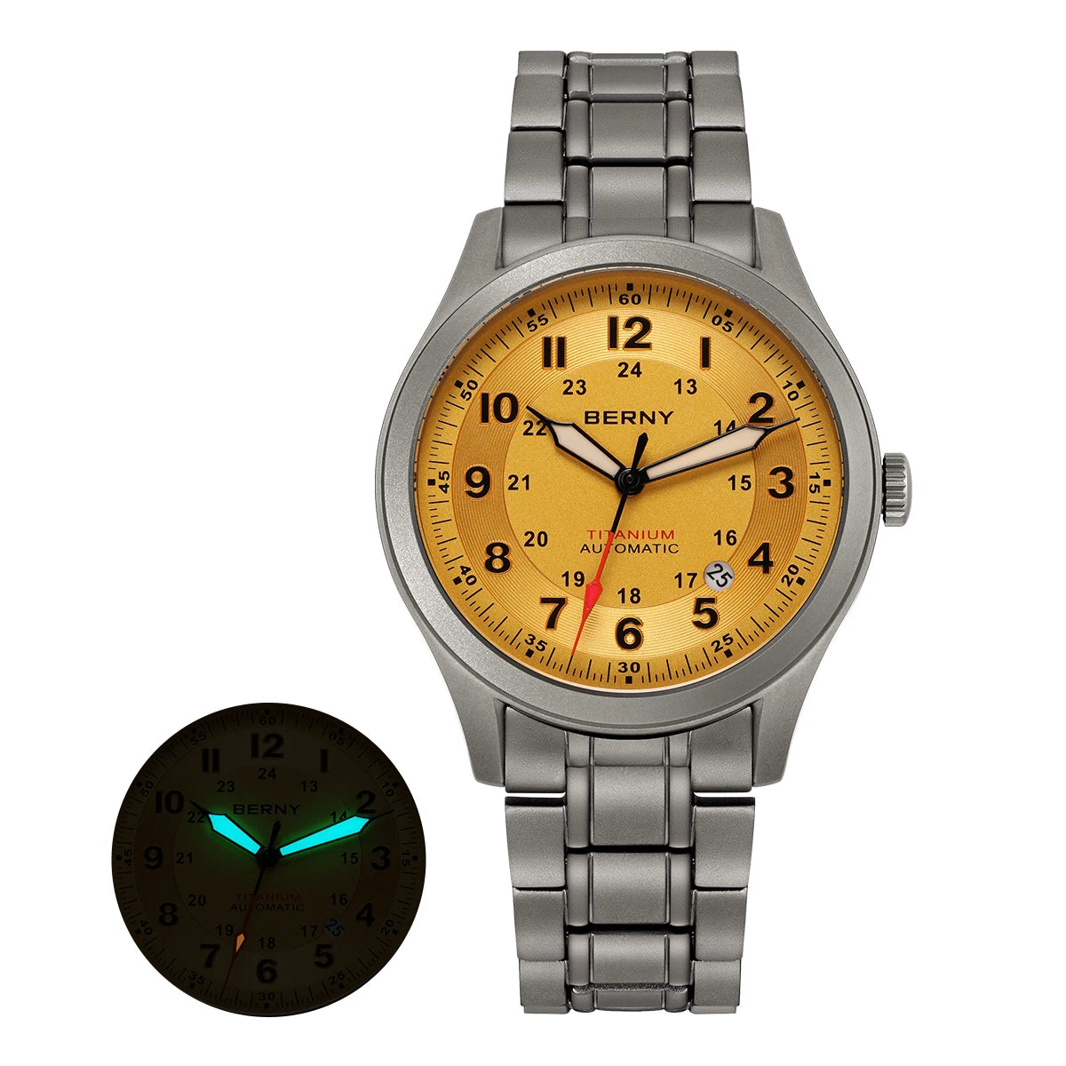 BERNY AMT163MS Automatisk Herrklocka i Titan – safirglas