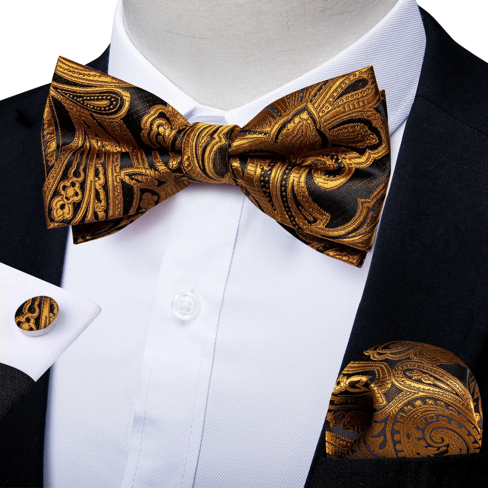 Flugset paisley herr – fluga, näsduk & manschettknappar