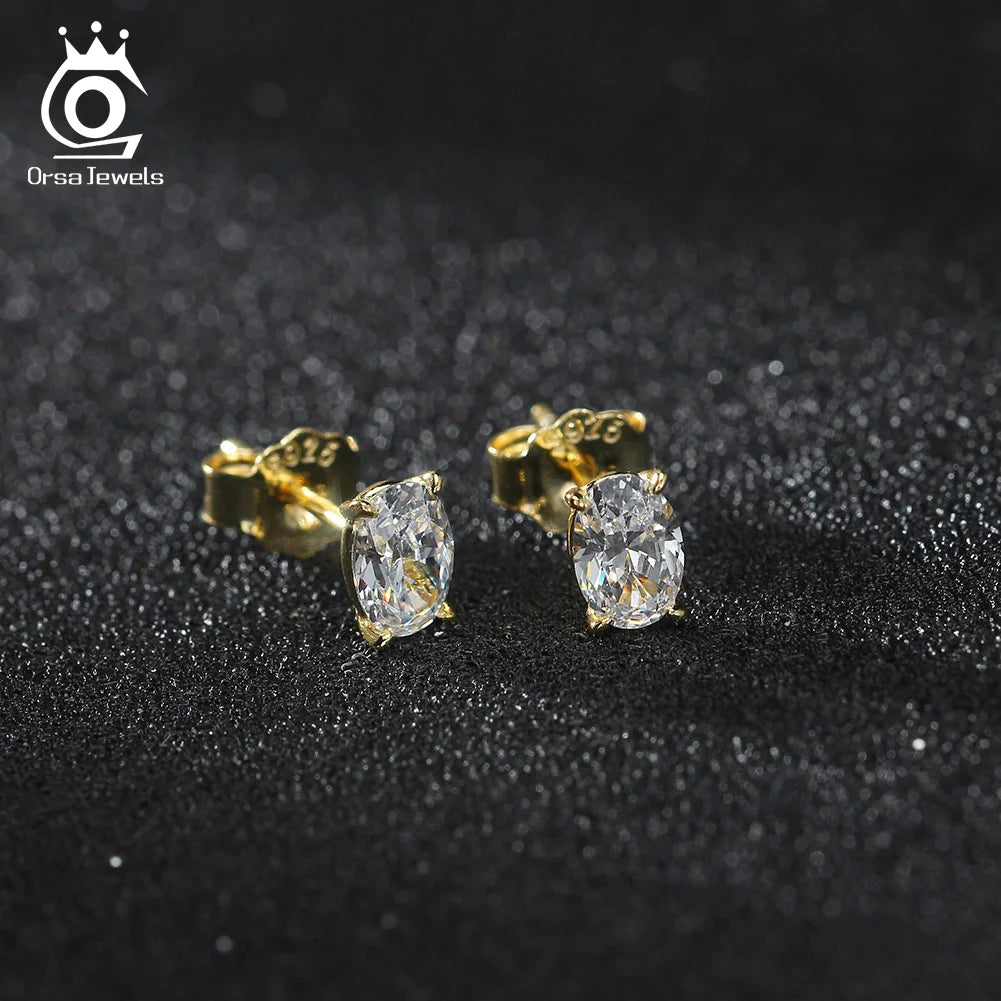 ORSA JEWELS örhängen med oval zirkonia – 925 sterlingsilver