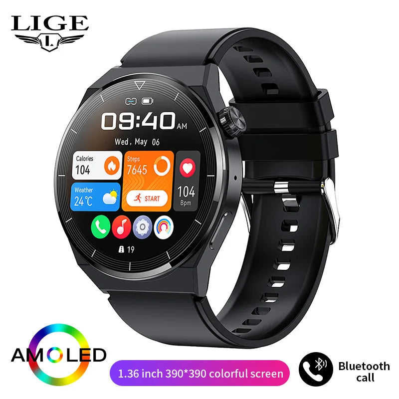 LIGE NFC Smartwatch 1.36” – AMOLED & trådlös laddning