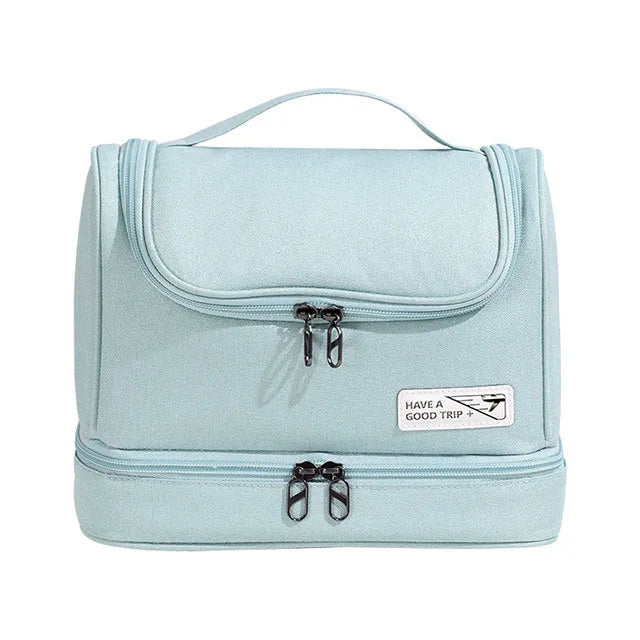 Hängande necessär med torr- och våtfack – Vikbar toalettväska i oxford-tyg