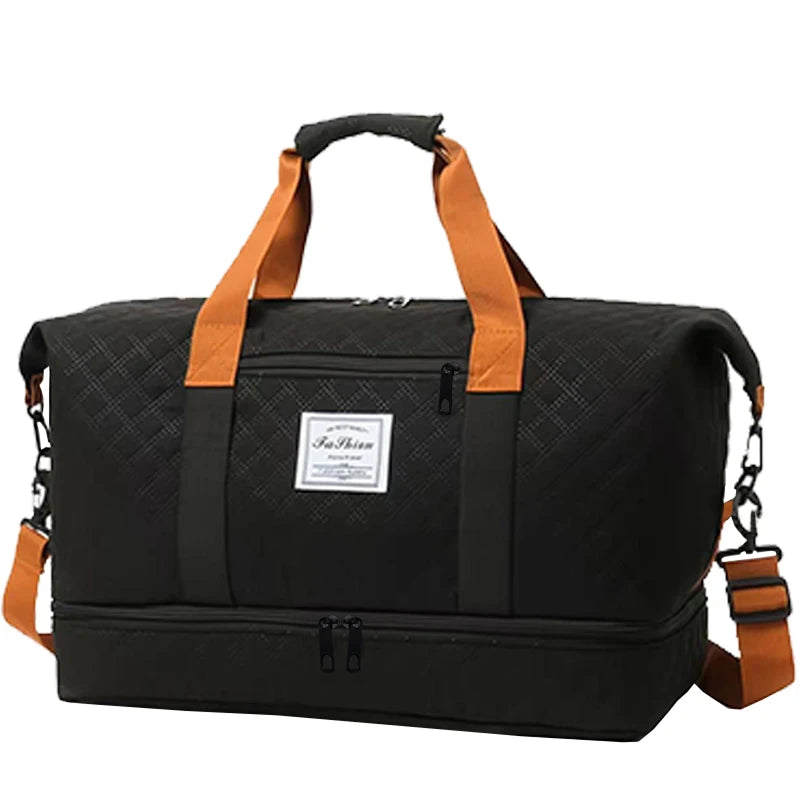 Quiltad weekendbag dam i lätt nylon med axelrem