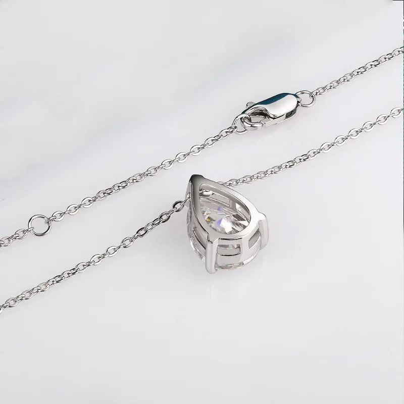 WSHUO moissanithalsband dam – droppformad sten i 925 sterlingsilver