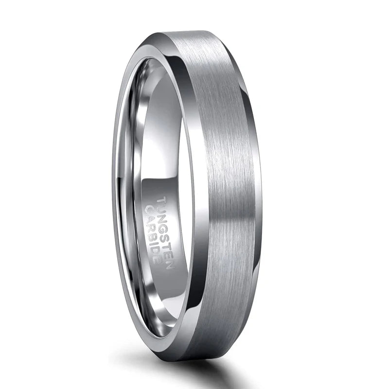 TIGRADE unisexring i tungsten 4–8 mm – borstad silver