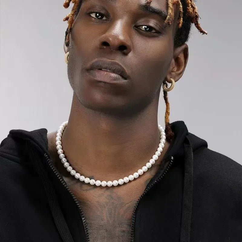 Pärlhalsband för herr – Handgjort med pärlor