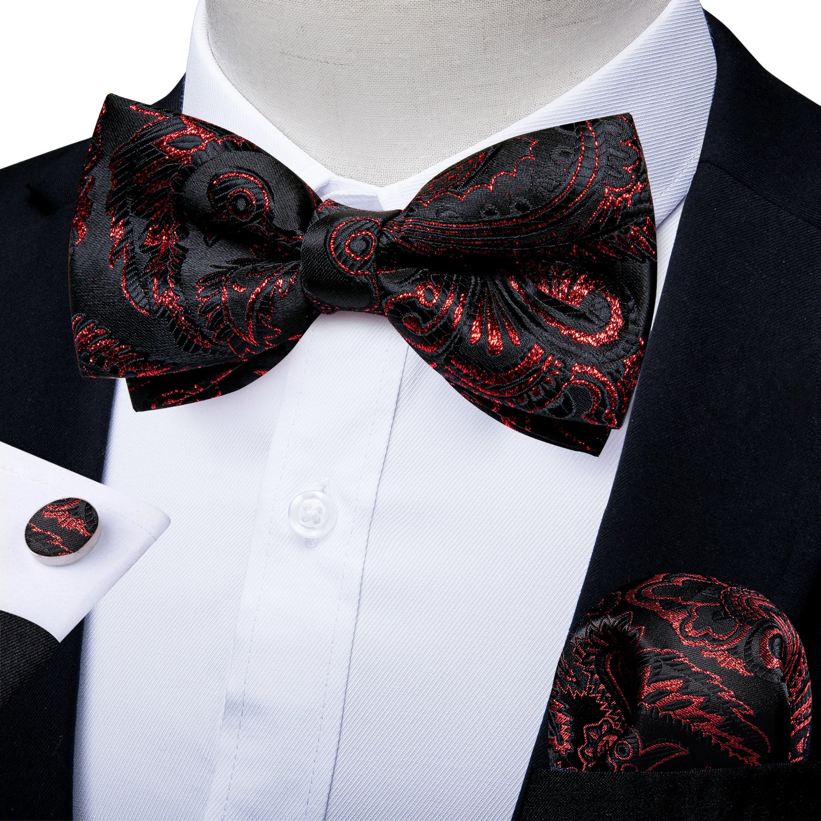 Flugset paisley herr – fluga, näsduk & manschettknappar