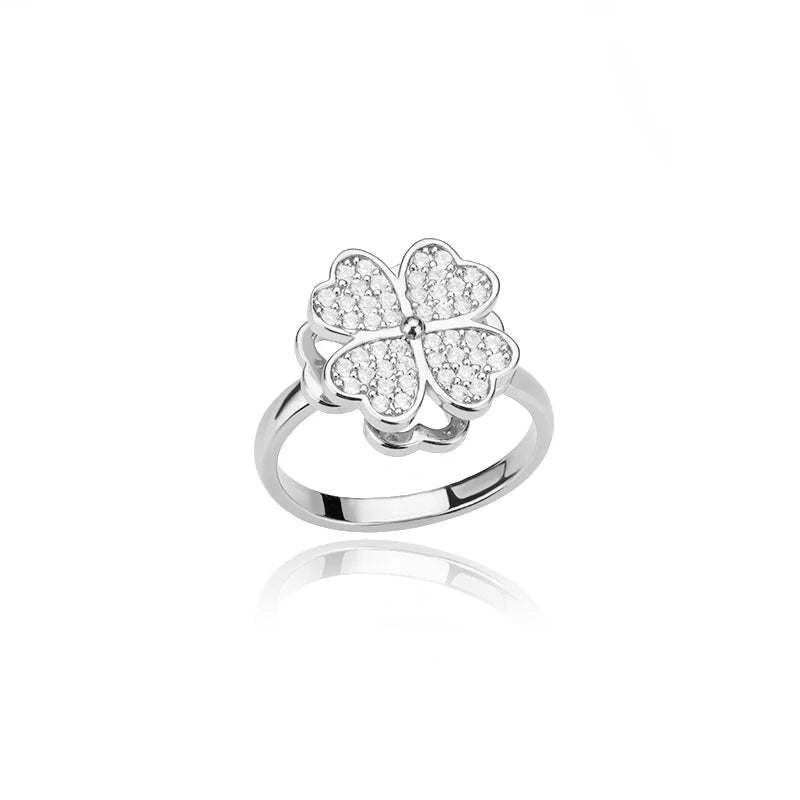 Ring dam – hjärtring med zirkonia bladformade