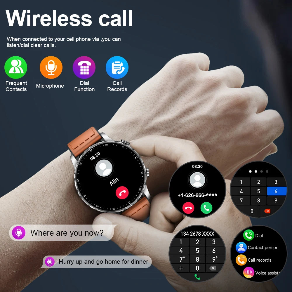 LIGE BW0664 smartwatch med Bluetooth-samtal och pulsmätning