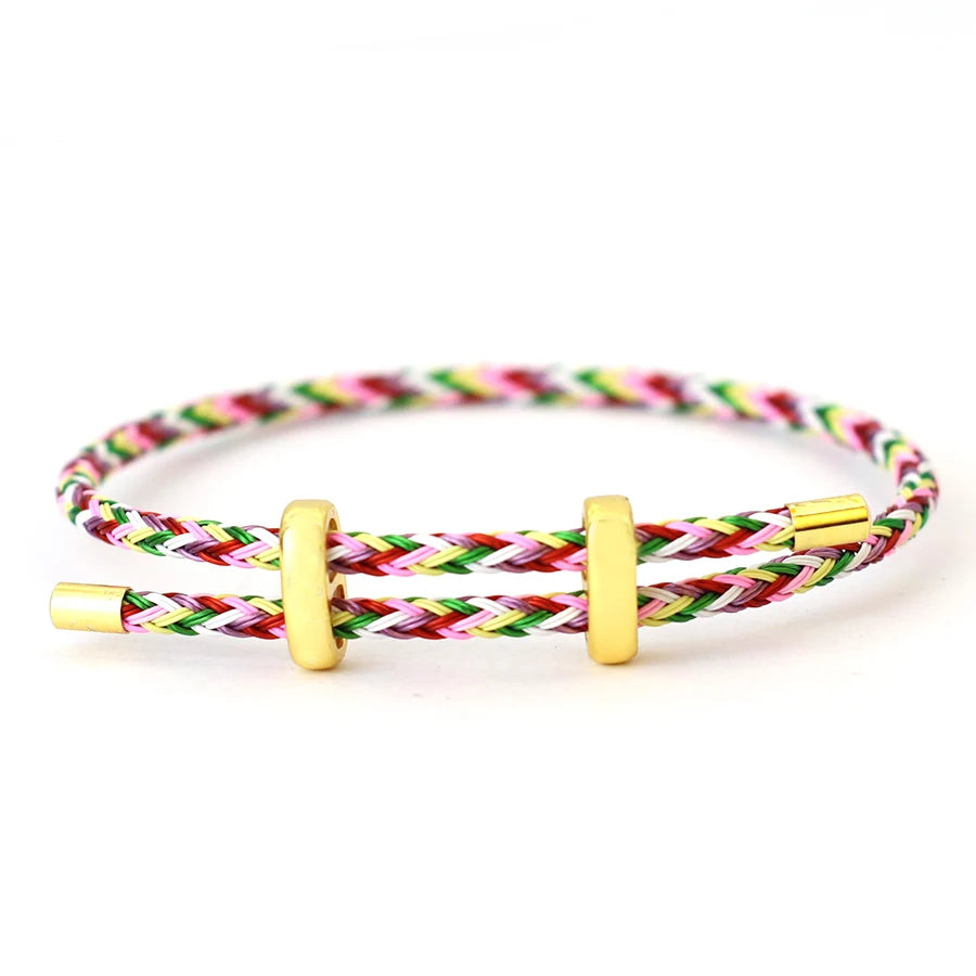 Adjustable Simple Stainless Steel Wire Charm Bracelet Unisex Sliding Knot Good Luck Red Rope Braslet Outdoor Cycling Accessories