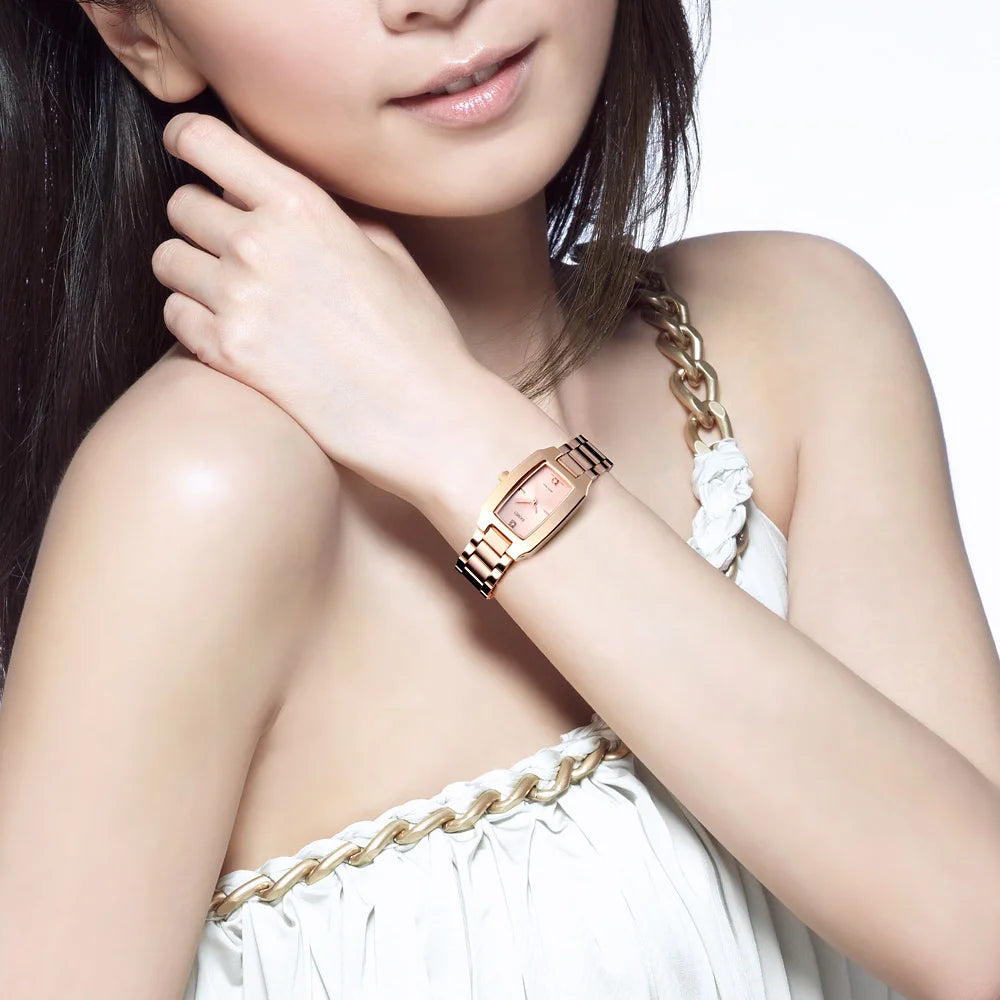 SKMEI 1400 damklocka i rostfritt stål – Elegant quartzklocka