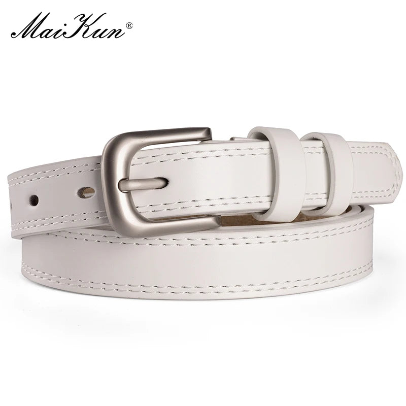 Dambälte i läderlook – Klassiskt midjebälte med metallspänne