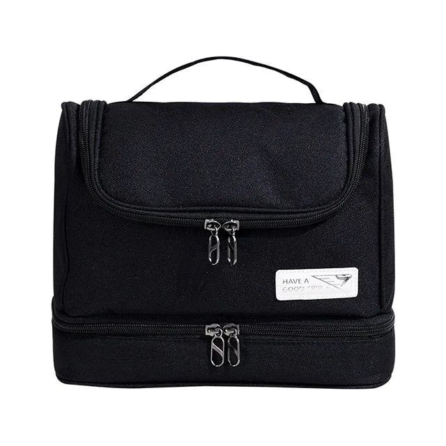 Hängande necessär med torr- och våtfack – Vikbar toalettväska i oxford-tyg