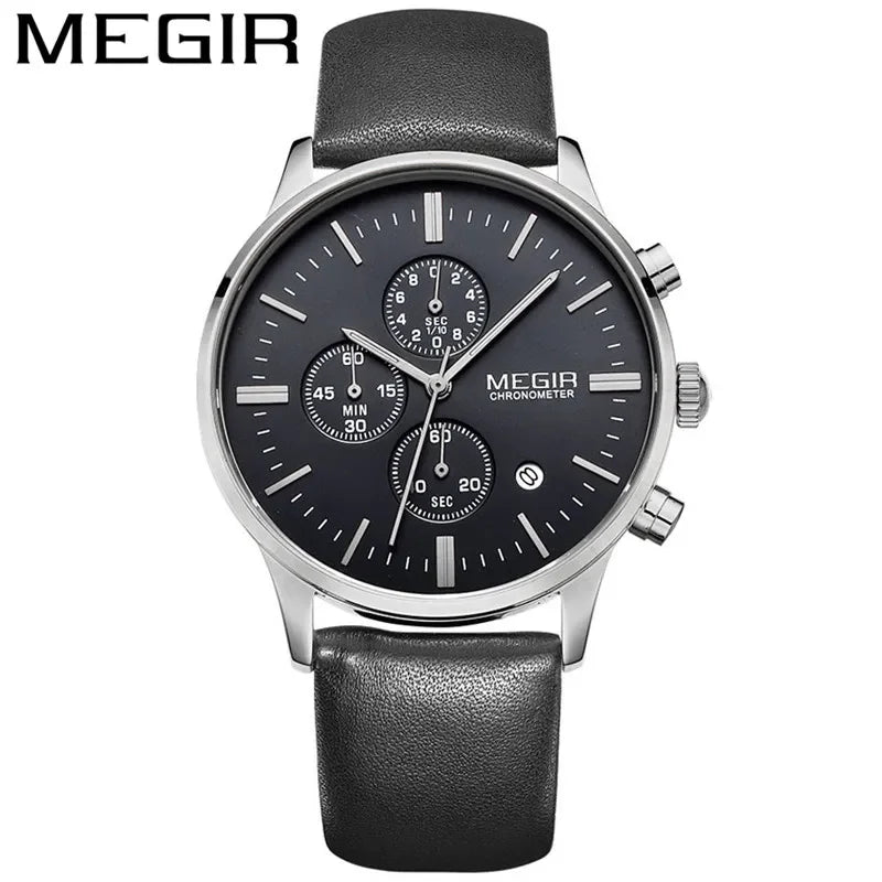 MEGIR Herrklocka 2011 – Stoppur med äkta läderband