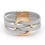 Brett flätat läderarmband för dam