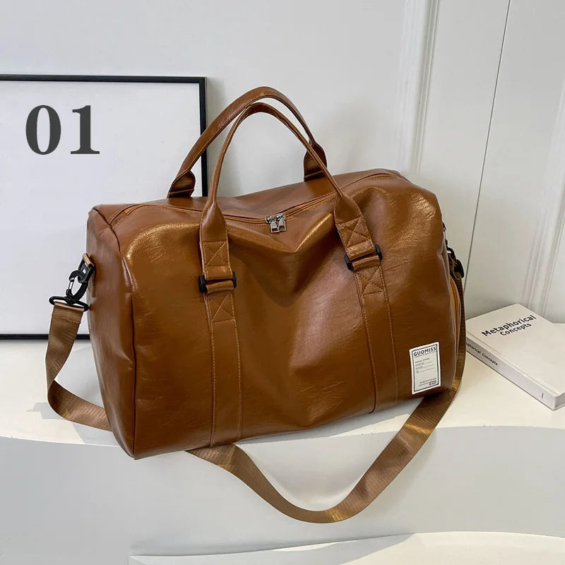 Weekendbag i PU-läder med separat skofack