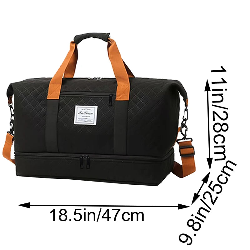 Quiltad weekendbag dam i lätt nylon med axelrem