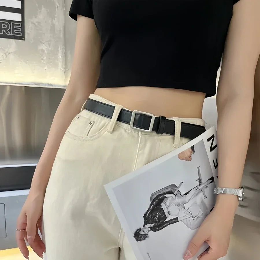 Dam­bälte i PU‑läder 2,4 cm – Stilrent modebälte för vardag & fest