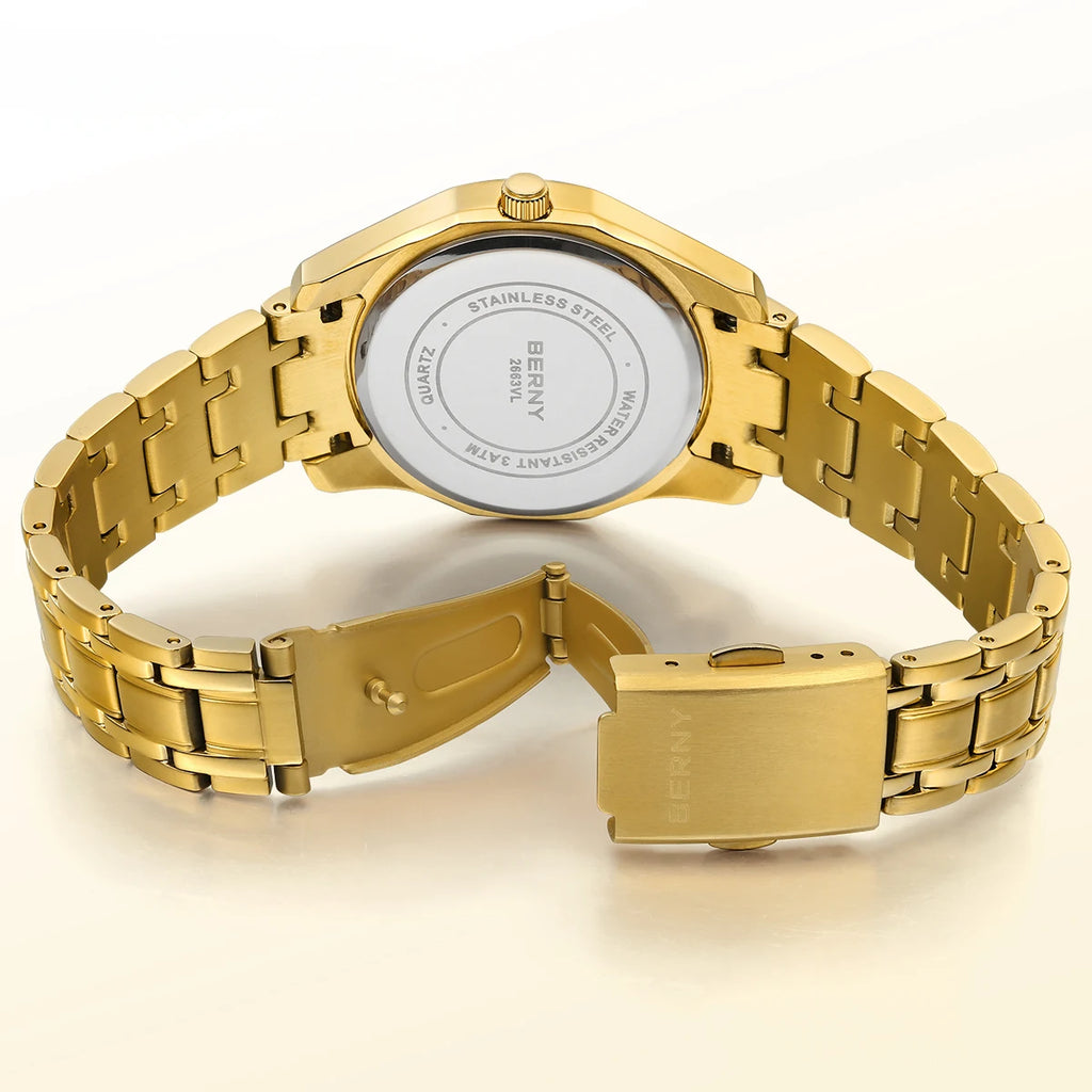 BERNY damklocka i guldton – Elegant automatisk klocka