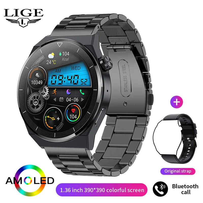 LIGE NFC Smartwatch 1.36” – AMOLED & trådlös laddning