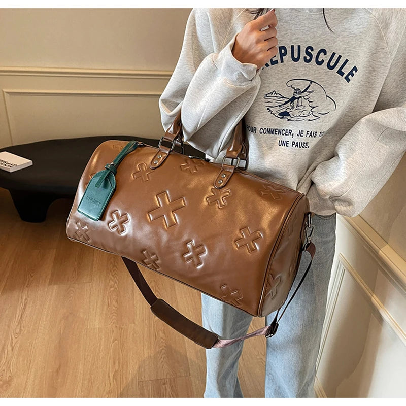 Dam weekendbag i PU-läder för resor och träning