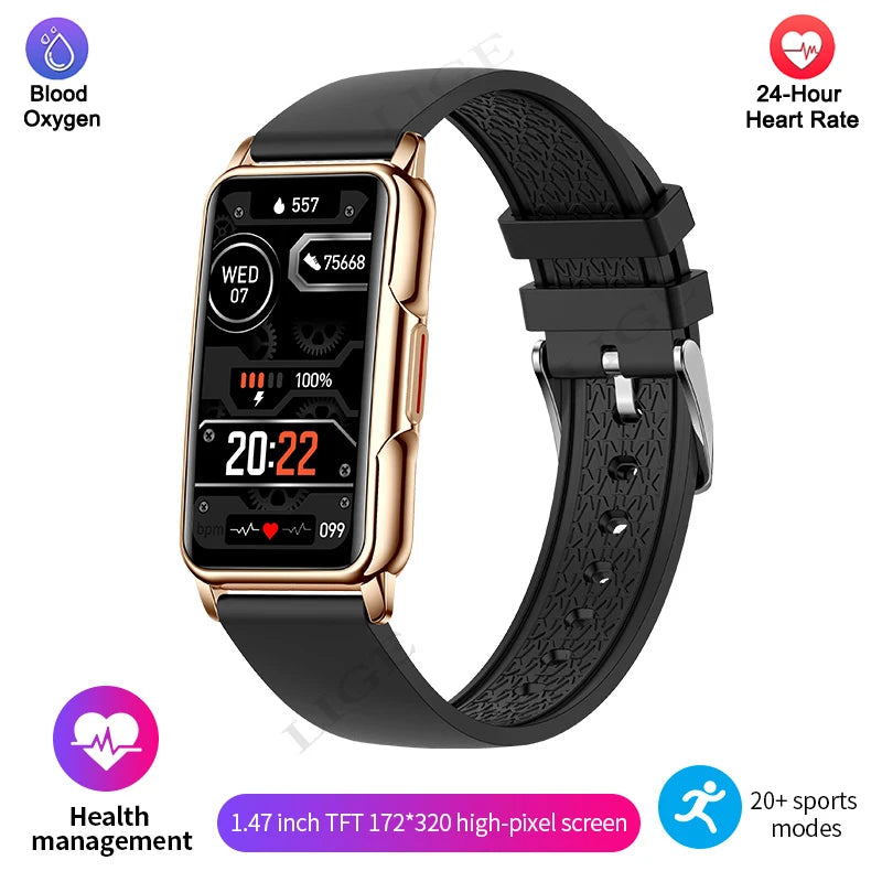 LIGE Smartwatch Dam 1.47” – Bluetooth-samtal & hälsa