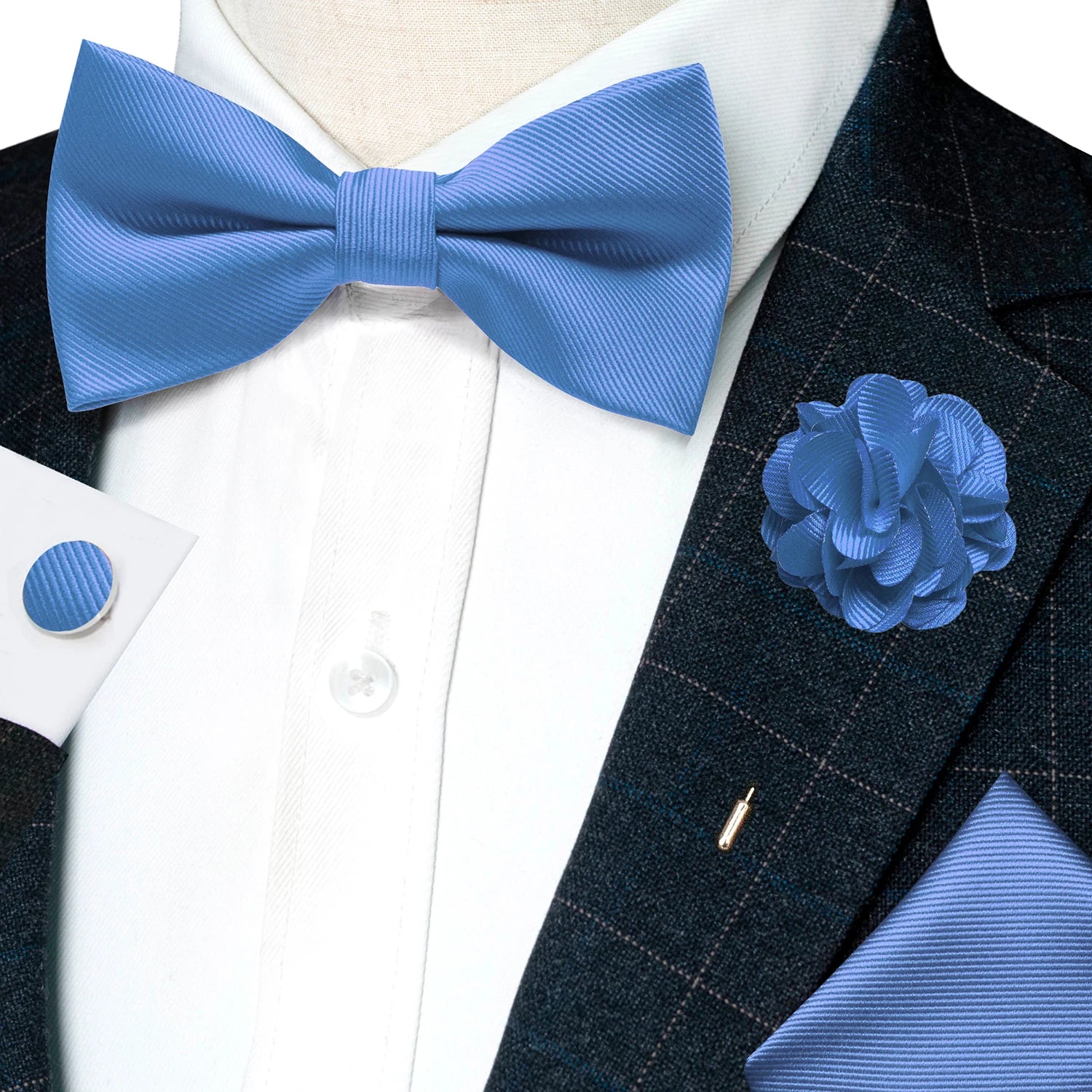 Herrset i siden - Slips, fluga, näsduk, slipsnål –  Finns i flera varianter