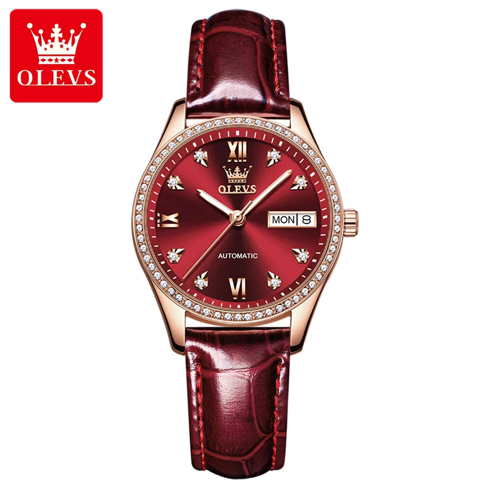 OLEVS 6637 Automatisk Damklocka – mekanisk klocka med keramiskt armband