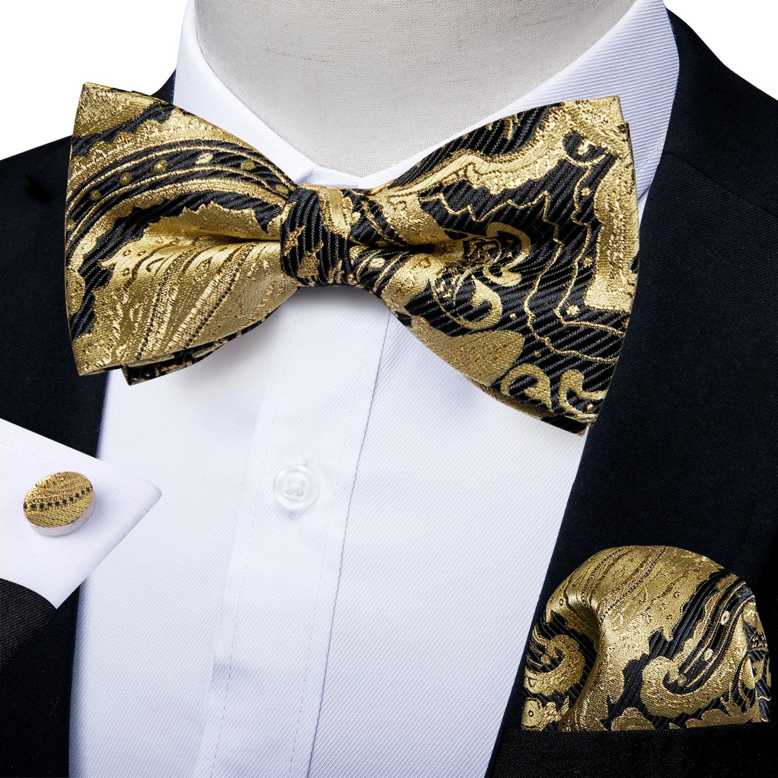 Flugset paisley herr – fluga, näsduk & manschettknappar